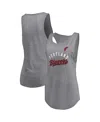 Fanatics Women's Heathered Gray Portland Trail Blazers Quality Time Open Scoop Neck Tri-blend Tank Top In Gray