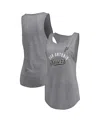 Fanatics Women's Heathered Gray San Antonio Spurs Quality Time Open Scoop Neck Tri-blend Tank Top In Gray