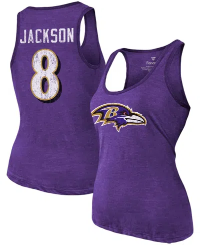 Fanatics Women's Heathered Purple Baltimore Ravens Name Number Tri-blend Tank Top