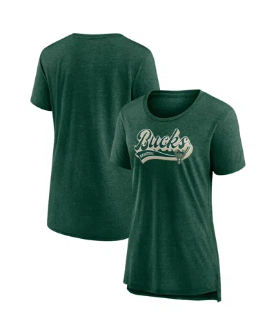 Fanatics Women's Hunter Green Milwaukee Bucks League Leader Tri-blend T-shirt
