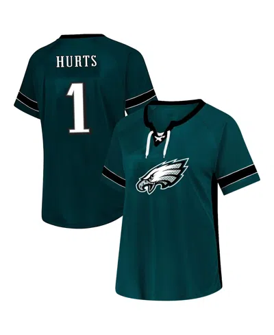 Fanatics Women's Jalen Hurts Green Philadelphia Eagles Plus Size Name Number Lace-up T-shirt