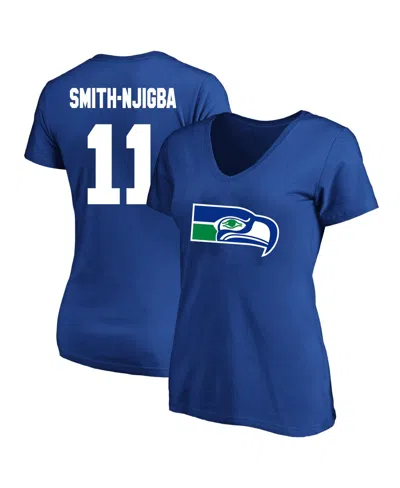 Fanatics Women's Jaxon Smith-njigba Royal Seattle Seahawks Plus Size Name Number V-neck T-shirt In Blue