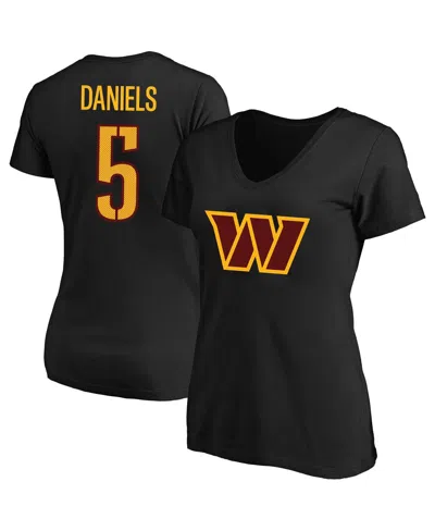Fanatics Women's Jayden Daniels Black Washington Commanders Plus Size Player Name Number V-neck T-shirt