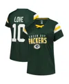 Fanatics Women's Jordan Love Green Bay Packers Plus Size Name Number Raglan Lace V-neck T-shirt In Green