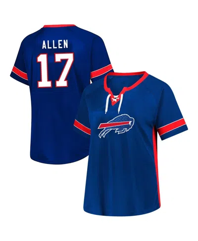 Fanatics Women's Josh Allen Royal Buffalo Bills Plus Size Name Number Lace-up T-shirt In Blue