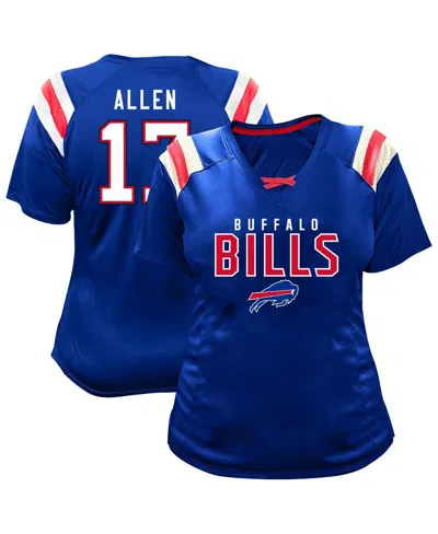 Fanatics Women's Josh Allen Royal Buffalo Bills Plus Size Name Number Raglan Lace V-neck T-shirt In Blue