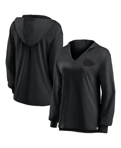 Fanatics Women's Kansas City Chiefs Blackout Slub Hoodie V-neck Long Sleeve Sweatshirt