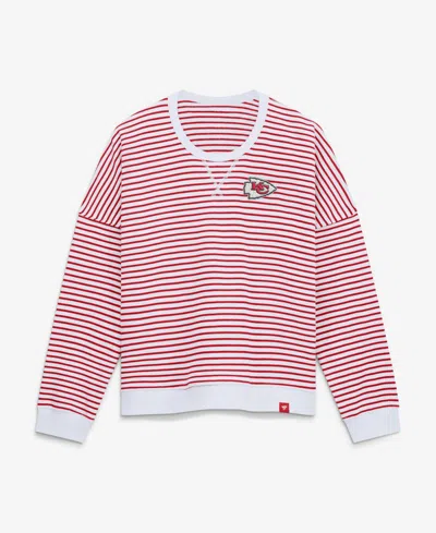 Fanatics Women's Kansas City Chiefs Oversized French Terry Striped Sweatshirt In Red