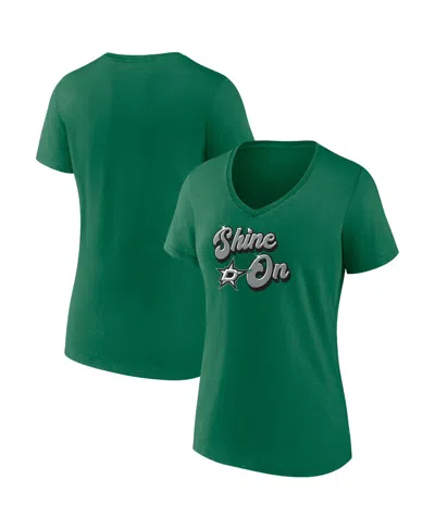 Fanatics Women's Kelly Green Dallas Stars Iconic V-neck T-shirt