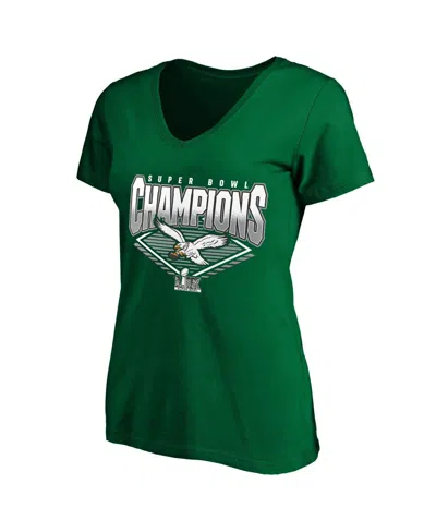 Fanatics Women's Kelly Green Philadelphia Eagles Super Bowl Lix Champions Plus Size Retro V-neck T-shirt