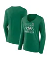 Fanatics Women's Kelly Green Philadelphia Eagles Super Bowl Lix Champions Retro Logo Long Sleeve V-neck T-shi In Kelly Green