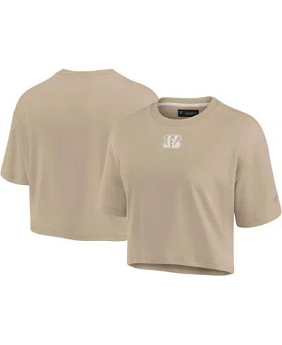 Fanatics Women's Khaki Kansas City Chiefs Elements Super Soft Boxy Cropped T-shirt
