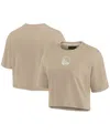 Fanatics Women's Khaki Golden State Warriors Elements Super Soft Boxy Cropped T-shirt In Khaki