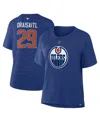 Fanatics Women's Leon Draisaitl Royal Edmonton Oilers Authentic Stack Name Number T-shirt In Multi