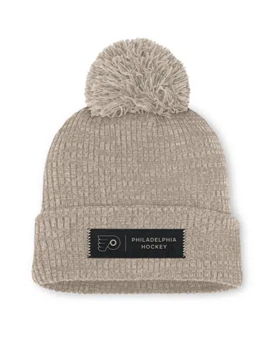 Fanatics Women's Light Beige Philadelphia Flyers Authentic Pro Road Cuffed Knit With Pom Hat In Yellow