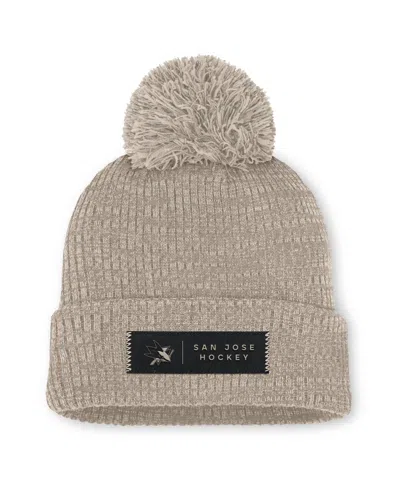 Fanatics Women's Light Beige San Jose Sharks Authentic Pro Road Cuffed Knit With Pom Hat In Brown