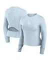 Fanatics Women's Light Blue Los Angeles Dodgers Studio Fitted Long Sleeve Gym Top In Light Blue