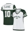 Fanatics Women's Love White Green Bay Packers Plus Size Bling Raglan V-neck T-shirt In Green