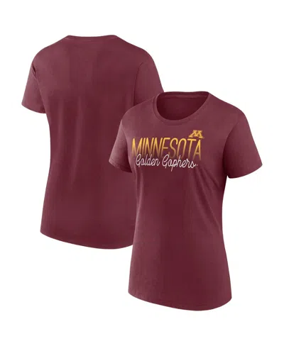 Fanatics Women's Maroon Minnesota Golden Gophers Modern Script Fade T-shirt In Burgundy