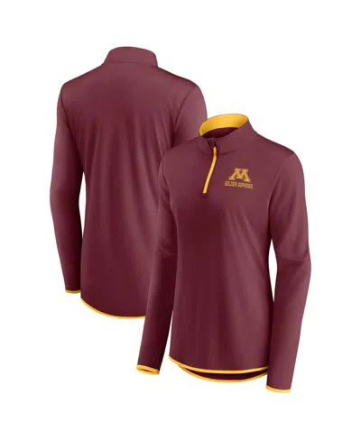 Fanatics Women's Maroon Minnesota Golden Gophers Worth The Drive Quarter-zip Sweatshirt In Burgundy