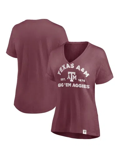 Fanatics Women's Maroon Texas A M Aggies True Classics Slub Flowy V-neck T-shirt In Burgundy