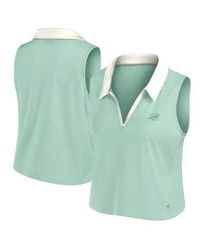 Fanatics Women's Miami Dolphins Studio Wellness Mesh Cropped V-neck Tank Top In Green