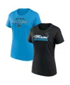 Fanatics Women's Miami Marlins Risk T-shirt Combo Pack In Black,blue