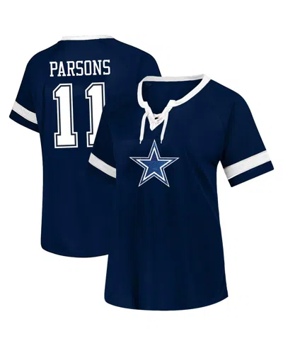 Fanatics Women's Micah Parsons Navy Dallas Cowboys Plus Size Name Number Lace-up T-shirt In Multi
