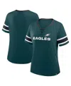 Fanatics Women's Midnight Green Philadelphia Eagles Plus Size Red Zone Athena Lace-up V-notch Neck T-shirt In Green