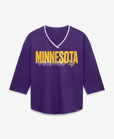 Fanatics Women's Minnesota Vikings Team First Deceptive Juke 3/4-sleeve V-neck Graphic T-shirt In Purple