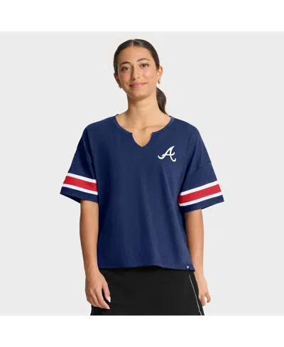 Fanatics Women's Navy Atlanta Braves Curl Route T-shirt In Blue