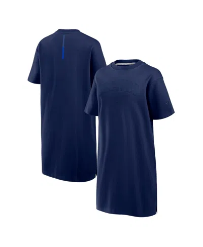 Fanatics Women's Navy Atlanta Braves Elements Cotton Dress In White