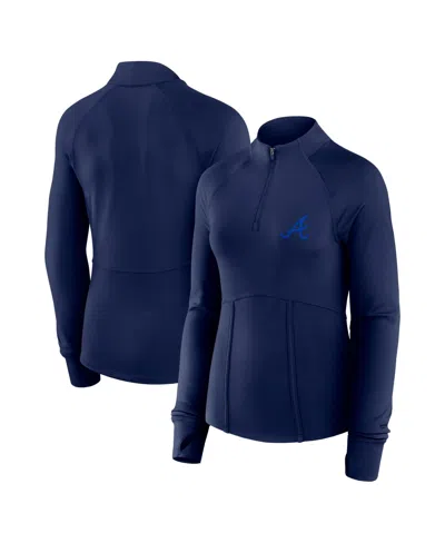 Fanatics Women's Navy Atlanta Braves Elements Raglan Tri-blend Quarter-zip Sweatshirt In Blue