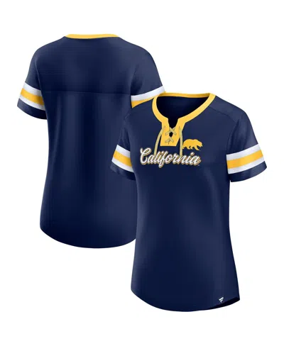 Fanatics Women's Navy Cal Bears Iconic Athena Lace-up T-shirt In Blue