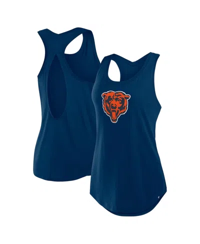 Fanatics Women's Navy Chicago Bears Iron Fan Tank Top In Blue
