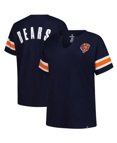 Fanatics Women's Navy Chicago Bears Plus Size Redzone Notch Neck T-shirt In Blue