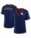 Fanatics Women's Navy Cleveland Guardians League Diva Star Raglan V-neck T-shirt In Navy