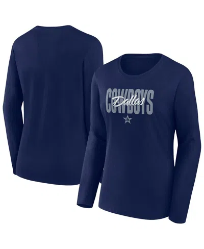 Fanatics Women's Navy Dallas Cowboys Long Sleeve Scoop Neck T-shirt