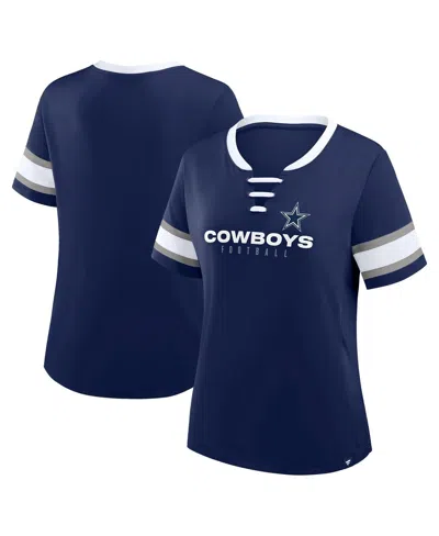 Fanatics Women's Navy Dallas Cowboys Redzone Draw Play Athena Lace-up T-shirt In Blue