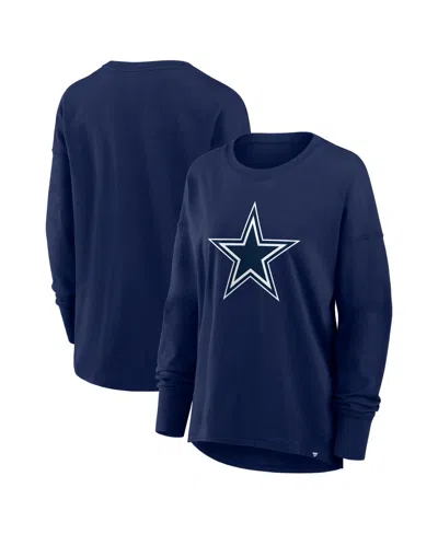 Fanatics Women's Navy Dallas Cowboys Relaxed Hip Essential Long Sleeve T-shirt In Blue