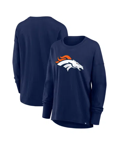 Fanatics Women's Navy Denver Broncos Essential Long Sleeve T-shirt In Blue