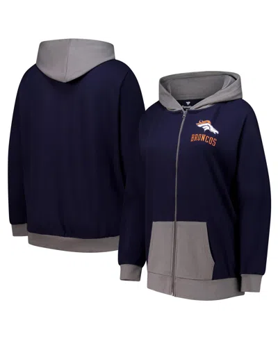 Fanatics Women's Navy Denver Broncos Hit It Full-zip Hoodie In Blue