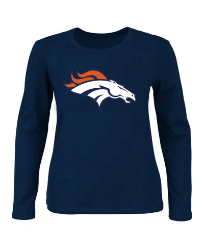 Fanatics Women's Navy Denver Broncos Plus Size Scoop Neck Long Sleeve T-shirt In Blue