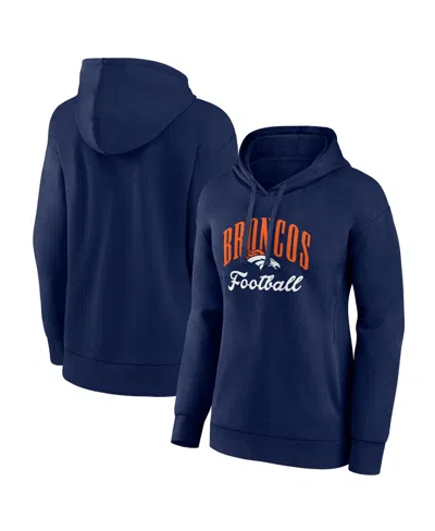 Fanatics Women's Navy Denver Broncos Team Logo Victory Script Pullover Hoodie In Blue