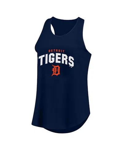 Fanatics Women's Navy Detroit Tigers Plus Size Wordmark Racerback Scoop Neck Tank Top In Blue