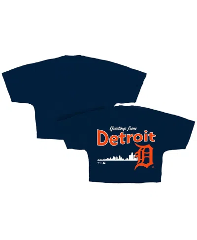 Fanatics Women's Navy Detroit Tigers Skyline Crop T-shirt In Blue
