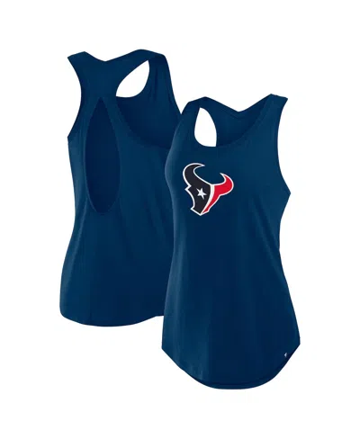 Fanatics Women's Navy Houston Texans Iron Fan Tank Top In Blue