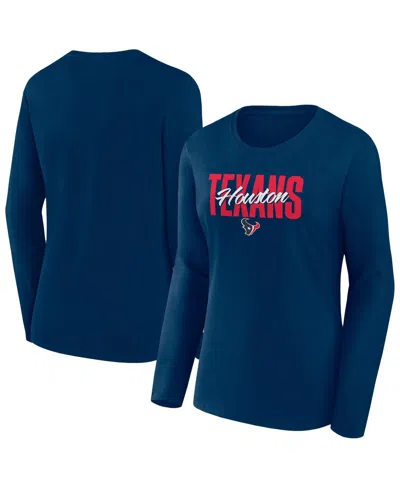 Fanatics Women's Navy Houston Texans Long Sleeve Scoop Neck T-shirt In Blue