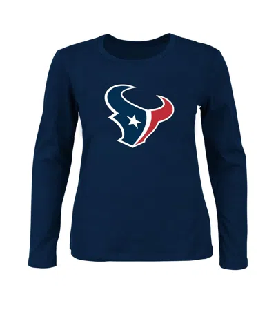 Fanatics Women's Navy Houston Texans Plus Size Long Sleeve T-shirt In Multi