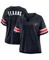 Fanatics Women's Navy Houston Texans Plus Size Redzone Notch Neck T-shirt In Blue